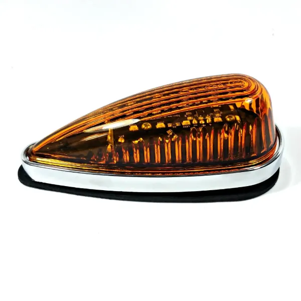Signature Series Teardrop Amber LED Side Turn Marker Light – 14 SMD, Curved Chrome Base