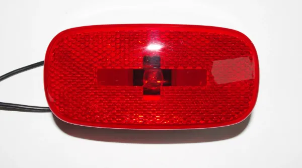 4 x 2 Inch Red Incandescent Marker Light with Reflector – White Base, 2-Wire
