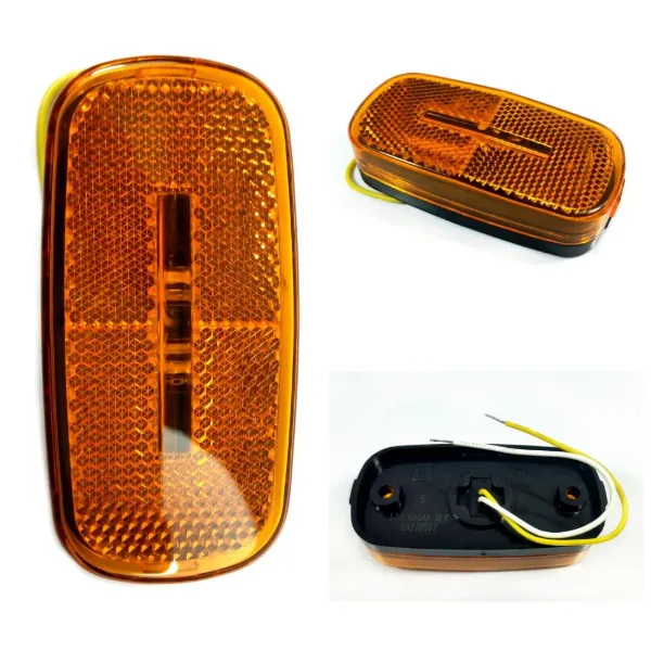 4 x 2 Inch Amber LED Combination Clearance & Side Marker Light with Reflector – Black Base