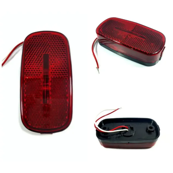 4" x 2" Red LED Combination Clearance & Side Marker Light with Reflector – Black Base