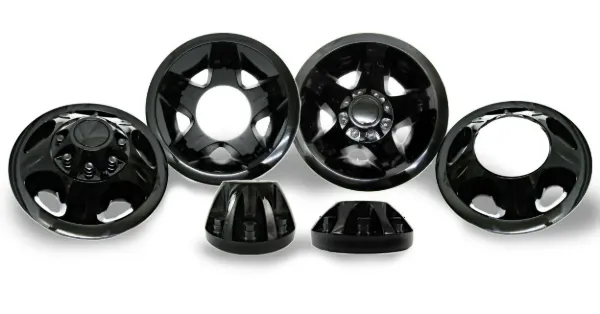17" x 6.5" Black ABS Wheel Simulator Set – Chevy & GMC 3500 HD, 8 Lug, 210mm, 5 Hand Hole, 2011 & Up