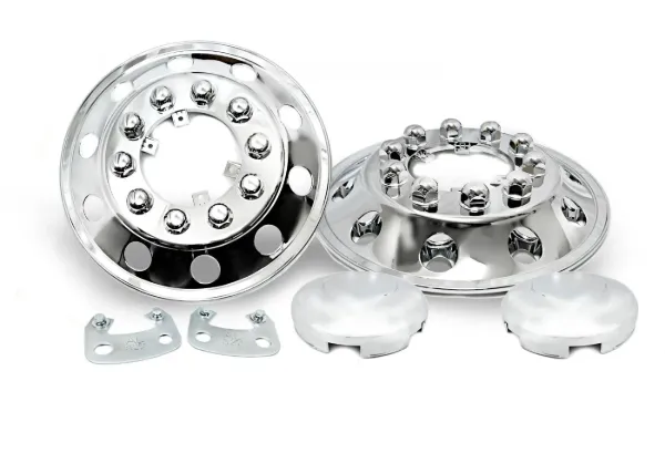 22.5" x 8.25" Front ABS Chrome Wheel Simulator Set – 10 Lug, 11.25" Bolt Circle, Aluminum Mounting Bracket