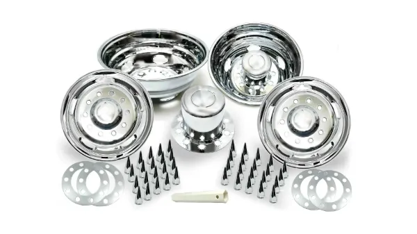 "Wheel Simulator Set Abs Chrome 19.5"" X 6” 10/225Mm 5Hh Ram 2012 & Up W / Pop Out Caps Spike Lnc'S"