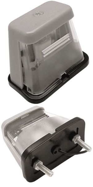 12V License Plate Light – Gray Post Mount, 1-Wire Bare Lead