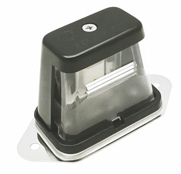 12V Incandescent License Plate Light – Black Bracket Mount, 1-Wire