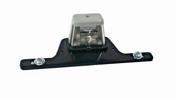 12V LED License Plate Light – Gray Housing with Black ABS Bracket, 2-Wire