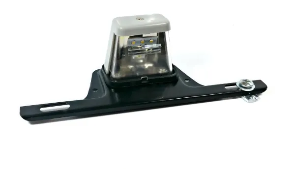 12V LED License Plate Light – Gray Housing with Black Bracket, 1-Wire