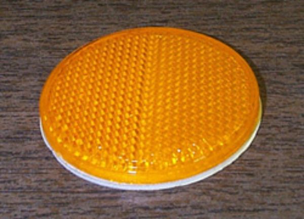 2.375 Inch Round Amber Reflector Adhesive Backed