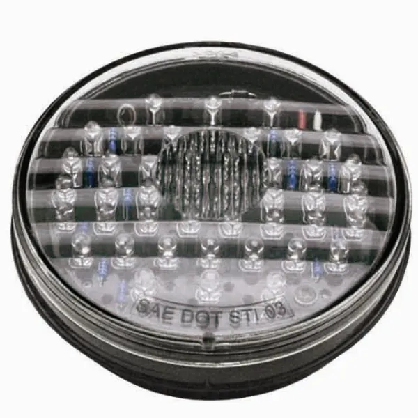 4-Inch Round Red LED Stop, Turn & Tail Light – 44 Diode, Clear Lens, Grommet Mount