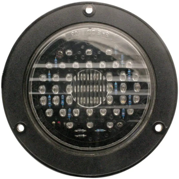 4-Inch Round Red LED Stop, Turn & Tail Light – 44 Diode, Clear Lens, Flange Mount