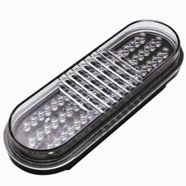 6 Inch Oval Red LED Stop Turn Tail Light 60 Diode Clear Lens Grommet Mount