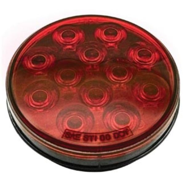 4 Inch Round Red LED Stop Turn Tail Light 12 Diode Grommet Mount Hard Wired