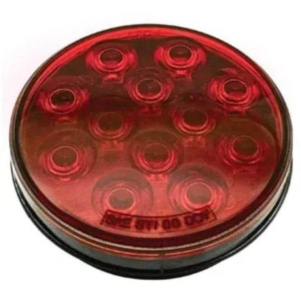 4-Inch Round Red LED Stop, Turn & Tail Light – 12 Diode, Grommet Mount, Hardwired