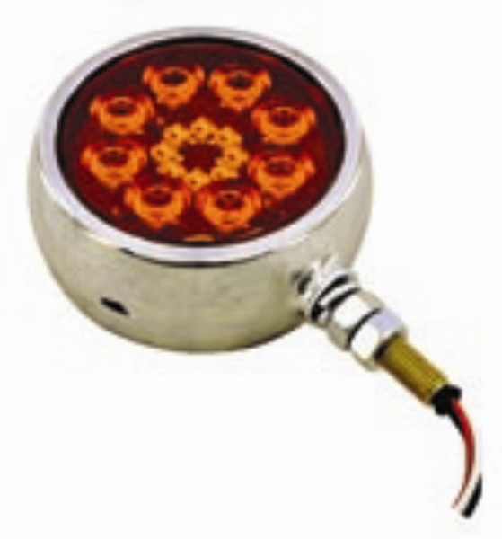 4 Inch Round Double Face Lollipop LED Signal Light Amber 32 Diode Chrome Housing