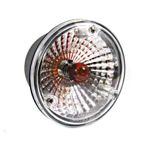 4 Inch Round Amber Front Park Turn Light Clear Lens Canister 2 Post Mount
