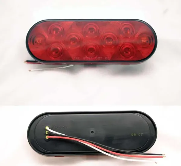 6-Inch Oval LED Stop, Turn & Tail Light – 10 Diode, Grommet Mount, Bare Wire