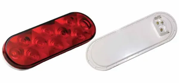 6-Inch Oval Red LED Stop, Turn & Tail Light – 10 Diode, Grommet Mount, Standard Plug