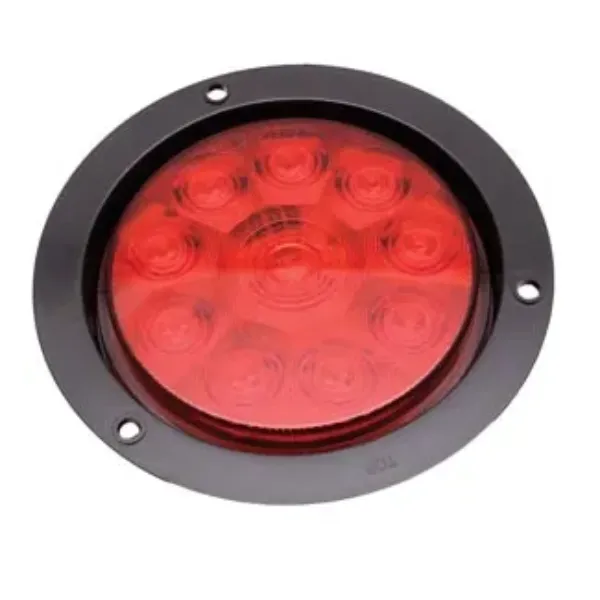 4-Inch Round Red LED Stop, Turn & Tail Light – 10 Diode, Flange Mount, Hardwired