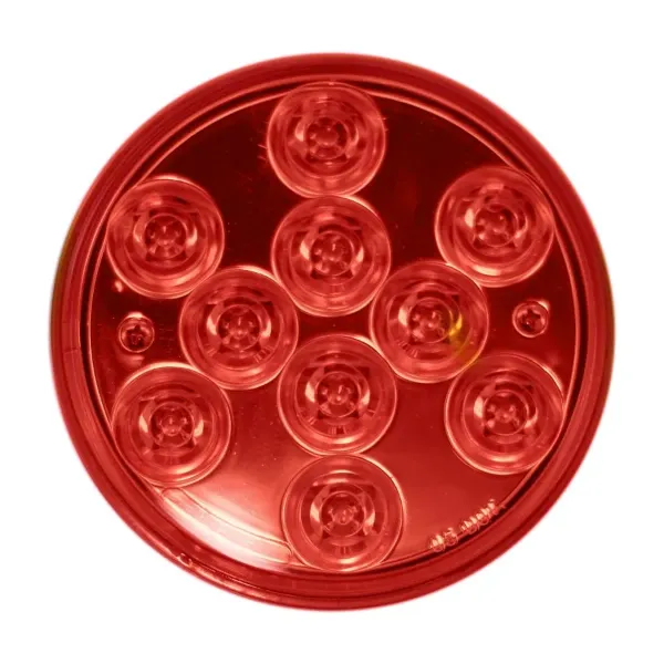 4 Inch Round Red LED Stop Turn Tail Light 10 Diode Chrome Insert Grommet Mount