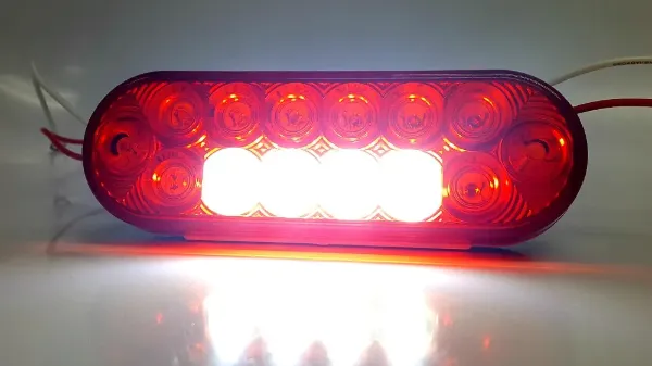6-Inch Oval LED Stop, Turn, Tail & Reverse Light – 13 Red / 4 White Diodes, Grommet Mount
