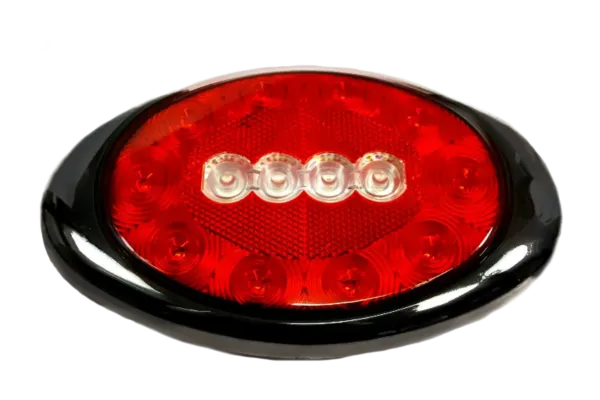 8" Oval LED Stop, Turn, Tail & Reverse Light – 10 Red / 4 White Diodes, Black Bezel, Bullet Connectors