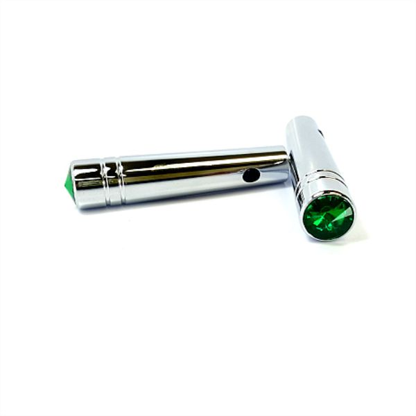 Long Chrome Toggle Switch with Green Jewel – 2 Pack