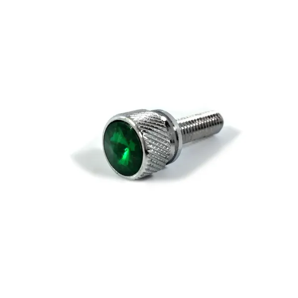 Kenworth Short Chrome Dash Screw Green Jewel Accent