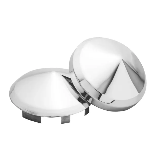 Rear Madonna Style Hub Cap – 22.5" & 24.5" Wheels, 8" Center, Stainless Steel