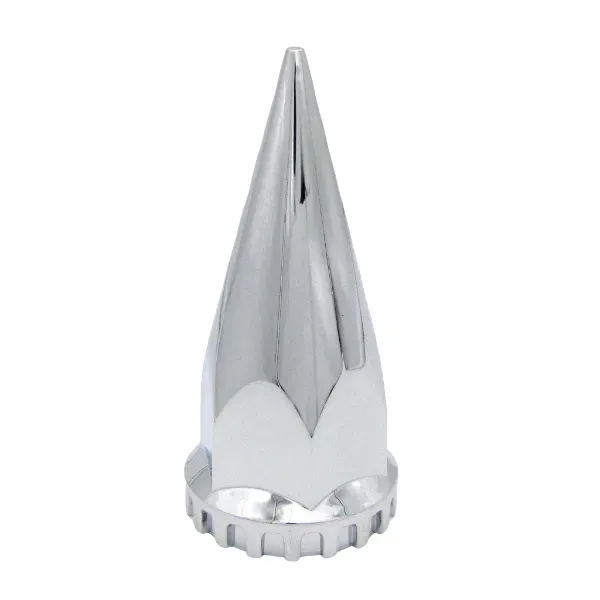 33mm Push-On Spike Lug Nut Cover – 4.75" Tall, Chrome Plastic