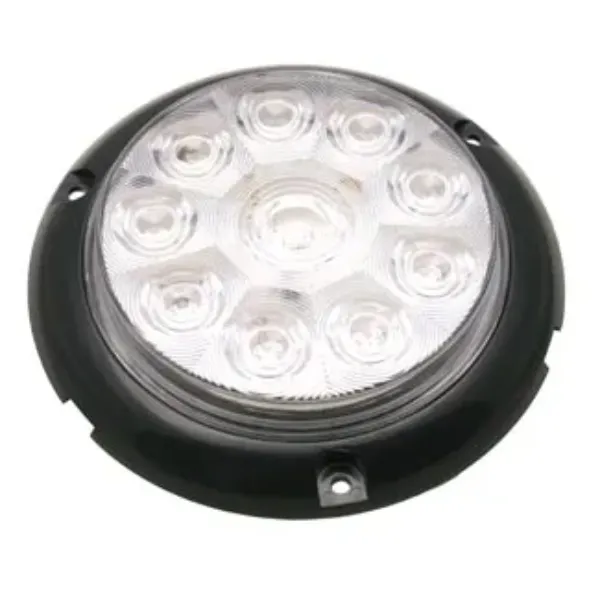 4-Inch Round White LED Backup & Utility Light – Clear Lens, Surface Mount