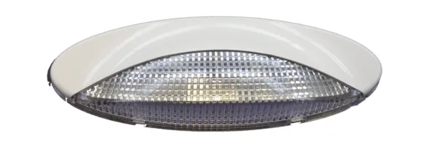 Euro-Style Surface-Mount RV Porch Light – 10W Halogen, White Bezel