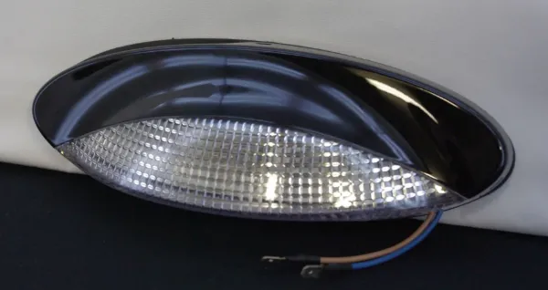 Euro-Style Surface-Mount RV Porch Light – 10W Halogen, Gloss Black Bezel