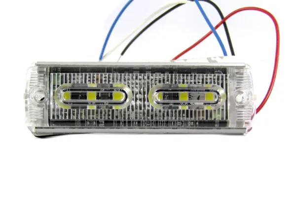 3.625" Class 1 White LED Warning Light – 6 LED, 12–24V, Flashing, Ultra-Slim Surface Mount