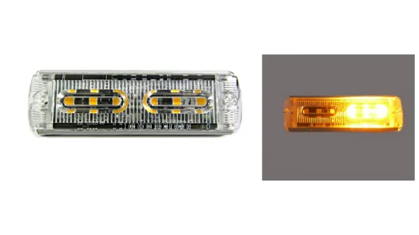 3.625 Inch Class I Ultra Slim LED Warning Light – Amber, 6 LED, Surface Mount, 12-24V