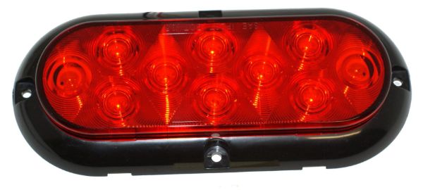 6 Inch Oval Red LED Stop Turn Tail Light 10 Diode Surface Mount Bullet Ends