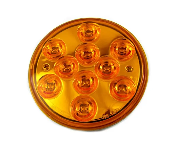 4 Inch Round Amber Rear Turn Park LED Light 10 Diode Chrome Insert Grommet Mount