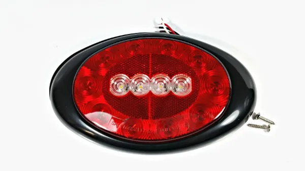 8" Oval LED Stop, Turn, Tail & Reverse Light – 10 Red / 4 White Diodes, Black Bezel
