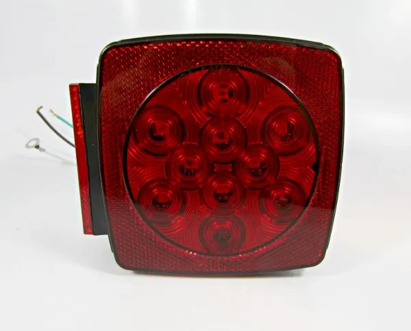 Square Red LED Trailer Stop, Turn & Tail Combination Light – 15 Diode, Submersible