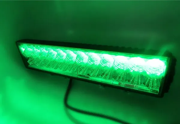 Off Road White and Green LED Light Bar Double Row 72W 14.5 Inch Aluminum Housing PC Lens