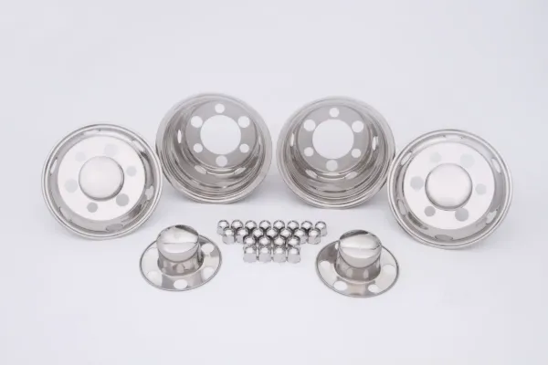 16" x 6" Stainless Steel Wheel Simulator Set – Medium-Duty Truck, 6 Lug, 8.75" Bolt Circle, TOPY 127-9, Fits 1990 GMC W4 & 1990 Isuzu NPR Smoothie Wheels