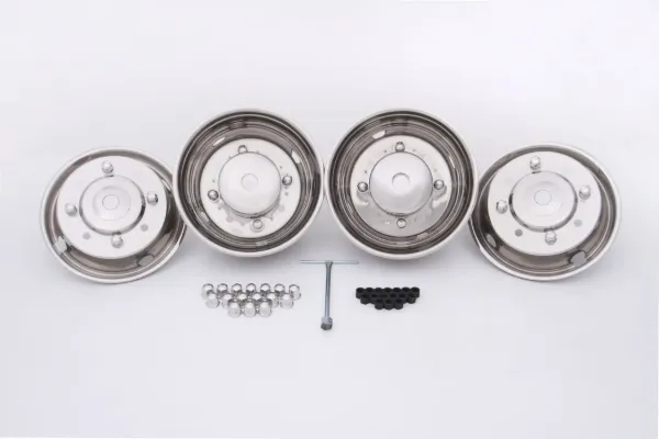 19.5" Low-Profile Wheel Simulator Set – 8 Lug, 275mm Bolt Circle, 4 Hand Hole, Front Pop-Off Caps