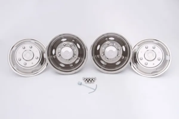 19.5" x 6" Ford Super Duty Wheel Simulator Set – 8 Lug, 5 Hand Hole, M14 x 2.0 Studs, Pop-Off Caps