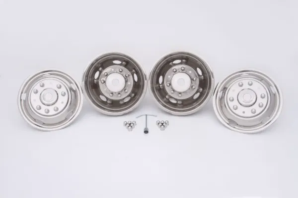 19.5" x 6" Wheel Simulator Set – Ford F-450 & F-550, 10 Lug, 5 Hand Hole, Pop-Off Caps