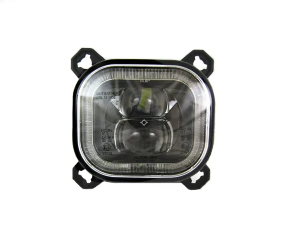 Square LED Low-Beam Projector Headlight with Halo Daytime Running Light (DRL)