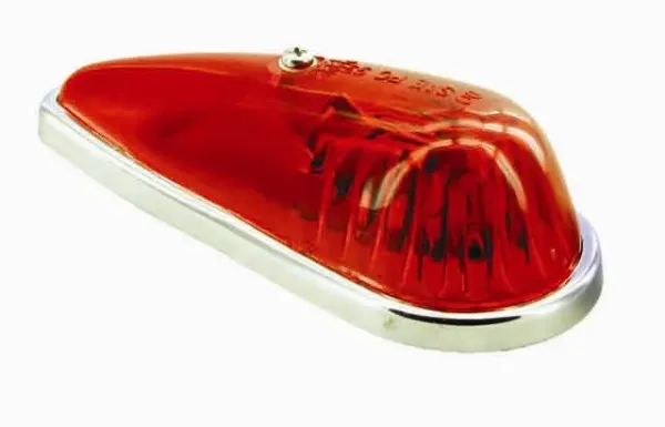 Cab Red Tear Drop Incandescent Marker Light Chrome Base