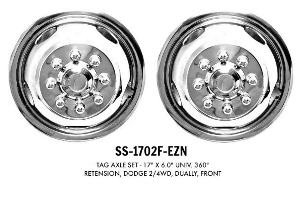 17" × 6.5" Universal Wheel Simulator Set – 8-Lug, 360° Retention, 5 Hand Holes, Dodge/Chevy 2WD/4WD