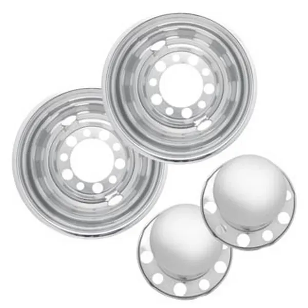 22.5" x 8.25" Rear Wheel Simulator Set – 10 Lug, 11.25" Bolt Circle, 2 Hand Hole, Pop-Off Axle Cap