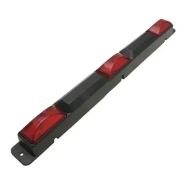 Red Incandescent Trailer Identification Light Bar – 1258R Lights, Black Plastic Base
