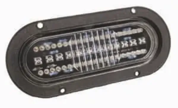 6" Oval Amber LED Front Park & Turn Light – 52 Diode, Clear Lens, Hardwired, Flange Mount