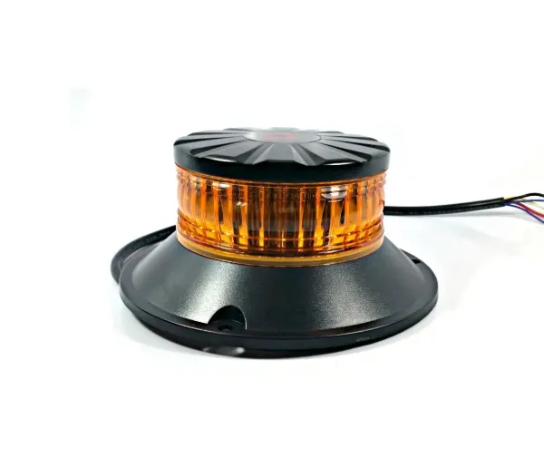 Class I Single-Layer Amber LED Warning Beacon – 12 LED, 18 Flash Patterns, 12–24V DC, 3-Bolt Mount